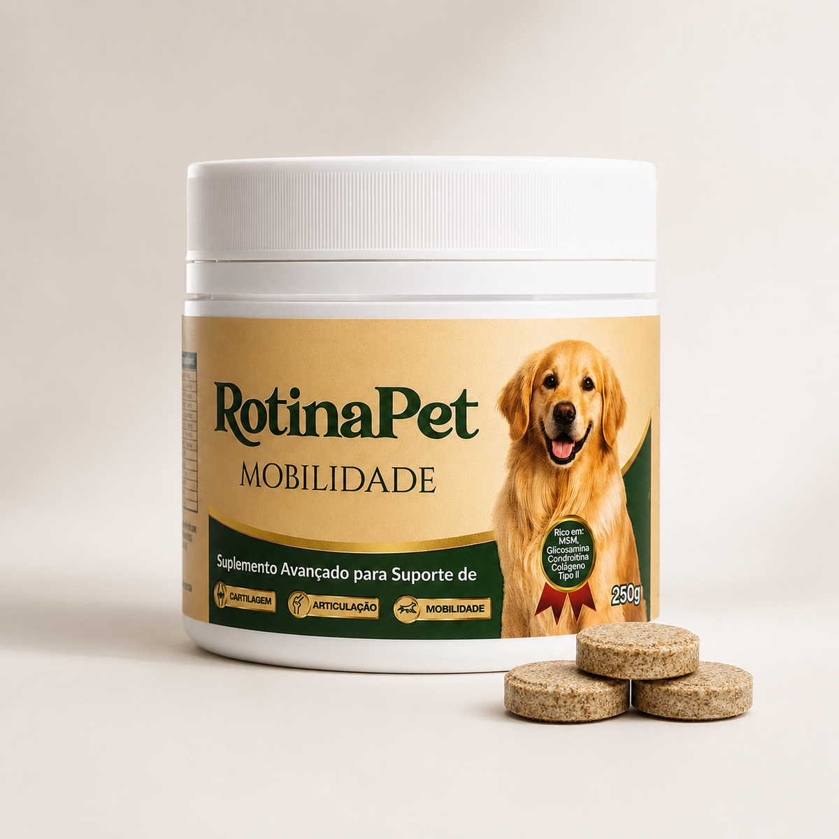 RotinaPet Mobilidade – Suplemento para Articulações e Mobilidade de Cães 250g